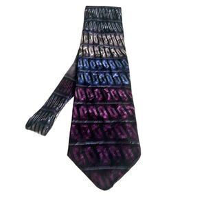 Vintage Haggar Collections Silk Necktie Tie Purple Blue Silver